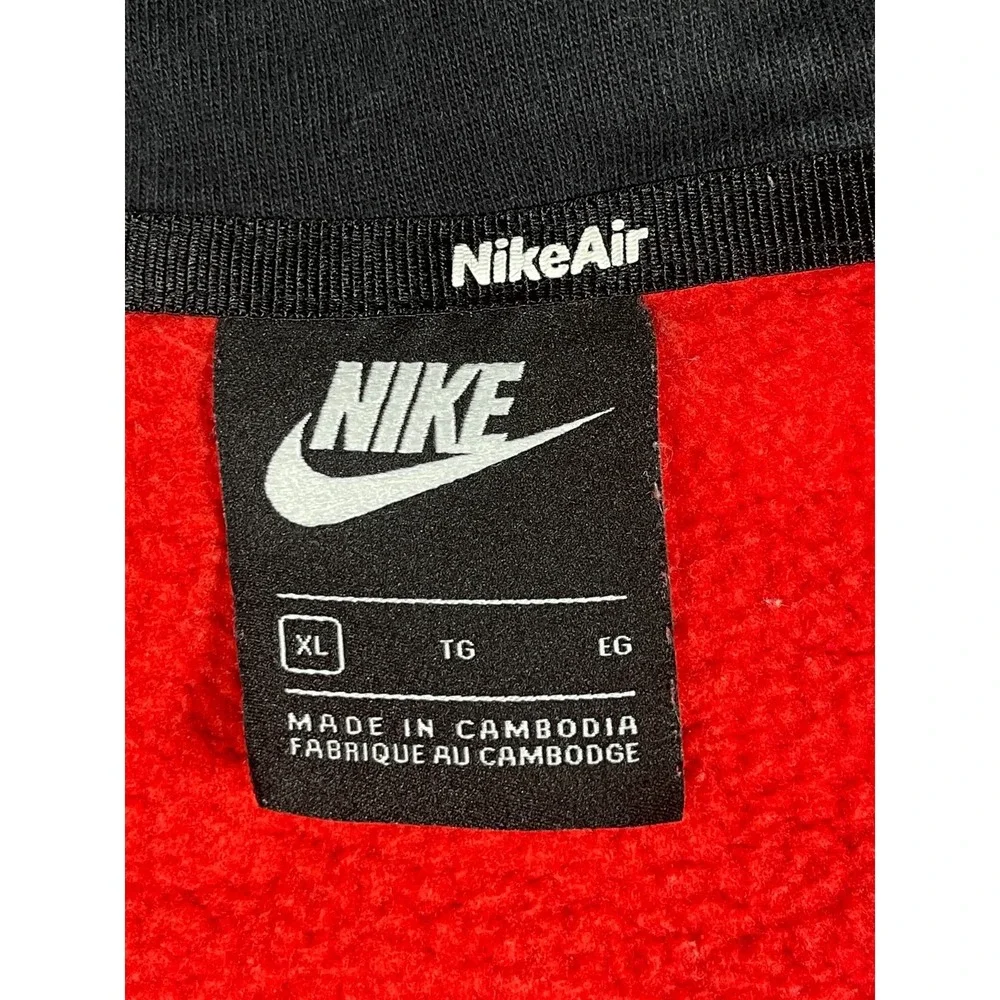 Nike Air Hoodie Men XL Red White Colorblock Full Zip Swoosh Vintage Style